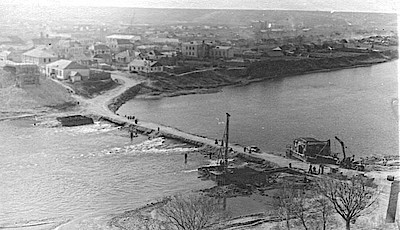 Новости Ливны -Строительство Беломестненского моста в 60-е годы 20 века.